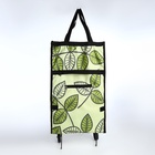 Сумка тележка хозяйственная «Листья», складная, 2 колеса, 32×13×52 см, зелёная - Фото 3