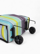 Сумка хозяйственная складная на липучке, 2 колеса, наружный карман, 32×13×52 см, голубая/жёлтая - Фото 8