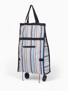 Сумка хозяйственная складная на липучке, 2 колеса, наружный карман, 32×13×52 см, голубая/синяя - Фото 2