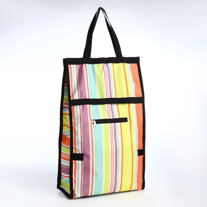 Сумка тележка хозяйственная, складная, на липучке, 2 колеса, наружный карман, 32×13×52 см, разноцветная - Фото 1