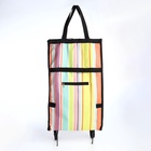 Сумка тележка хозяйственная, складная, на липучке, 2 колеса, наружный карман, 32×13×52 см, разноцветная - Фото 3