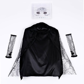 Карнавальный набор «Мадам паутина», плащ, перчатки, стразы