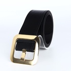 Ремень женский, 110×4.8 см, квадратная пряжка, золотистая, чёрный - Фото 4