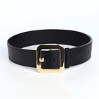 Ремень женский, 110×4.8 см, квадратная пряжка, золотистая, чёрный - Фото 3