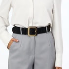 Ремень женский, 110×4.8 см, квадратная пряжка, золотистая, чёрный - Фото 2