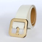 Ремень женский, 110×4.8 см, квадратная пряжка, золотистая, белый - Фото 4
