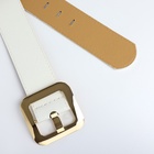 Ремень женский, 110×4.8 см, квадратная пряжка, золотистая, белый - Фото 6