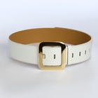 Ремень женский, 110×4.8 см, квадратная пряжка, золотистая, белый - Фото 3