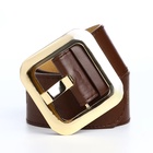 Ремень женский, 110×4.8 см, квадратная пряжка, золотистая, коричневый - Фото 5