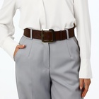 Ремень женский, 110×4.8 см, квадратная пряжка, золотистая, коричневый - Фото 2