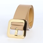 Ремень женский, 110×4.8 см, квадратная пряжка, золотистая, бежевый - Фото 4