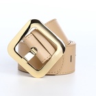 Ремень женский, 110×4.8 см, квадратная пряжка, золотистая, бежевый - Фото 5