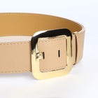 Ремень женский, 110×4.8 см, квадратная пряжка, золотистая, бежевый - Фото 8