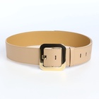 Ремень женский, 110×4.8 см, квадратная пряжка, золотистая, бежевый - Фото 3
