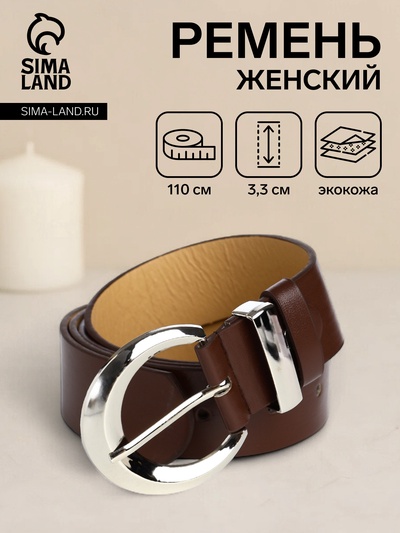 Ремень женский с винтом, 110×3.3 см, пряжка металл, серебристая, коричневый