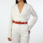 Ремень женский с винтом, 110×3.3 см, пряжка металл, серебристая, красный - Фото 2