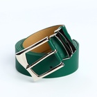 Ремень женский с винтом, 110×3.3 см, классическая пряжка металл, серебристая, зелёный - Фото 3