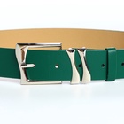 Ремень женский с винтом, 110×3.3 см, классическая пряжка металл, серебристая, зелёный - Фото 6