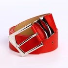 Ремень женский с винтом, 110×3.3 см, классическая пряжка металл, серебристая, красный - Фото 3