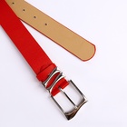 Ремень женский с винтом, 110×3.3 см, классическая пряжка металл, серебристая, красный - Фото 4