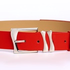 Ремень женский с винтом, 110×3.3 см, классическая пряжка металл, серебристая, красный - Фото 6