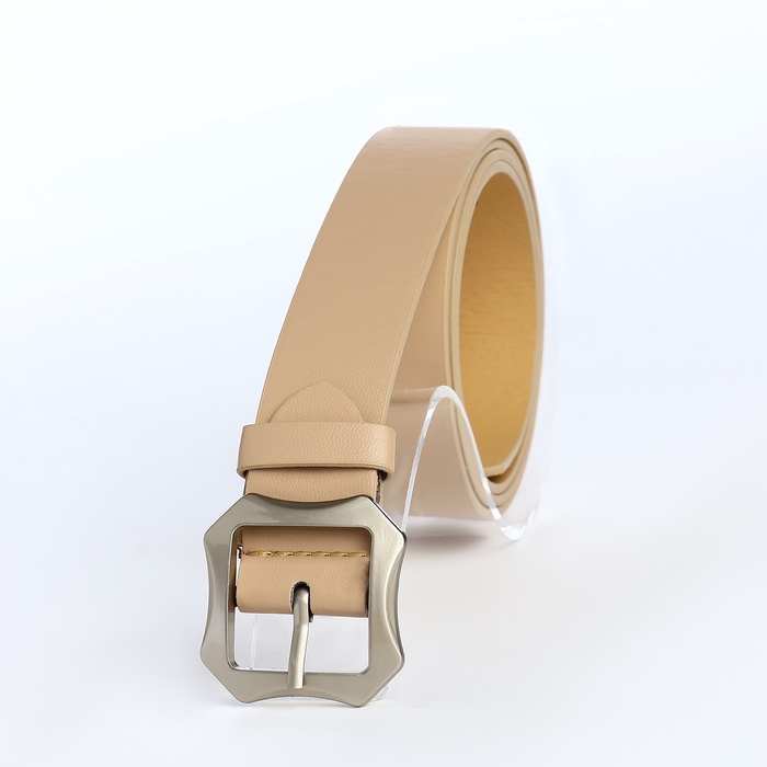 Ремень женский с винтом, 110×2.5 см, матовая классическая пряжка металл, бежевый - Фото 1