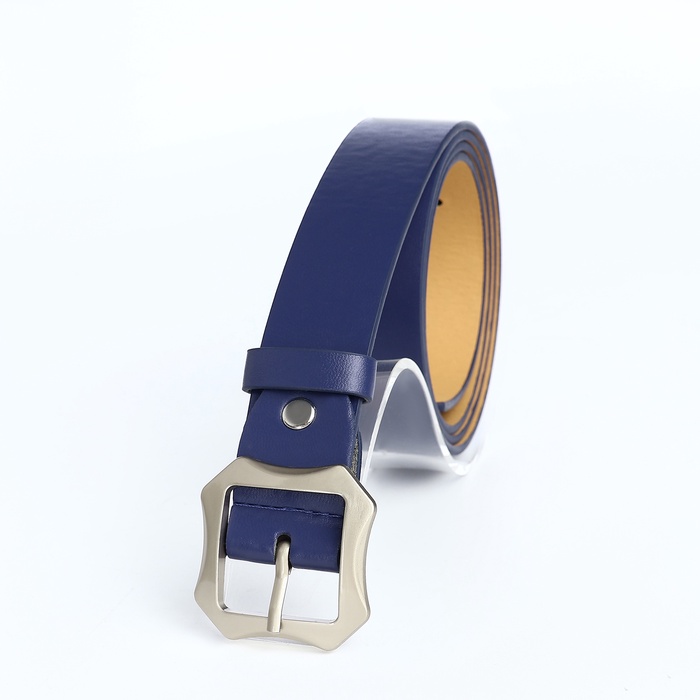 Ремень женский с винтом, 110×2.5 см, матовая классическая пряжка металл, синий - Фото 1