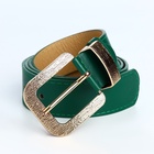 Ремень женский с винтом, 110×3 см, пряжка металл, золотистая, зелёный - Фото 3