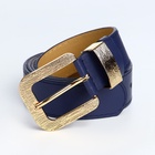 Ремень женский с винтом, 110×3 см, пряжка металл, золотистая, синий - Фото 3