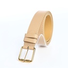Ремень женский с винтом, 110×3 см, классическая пряжка металл, золотистая, бежевый - Фото 2