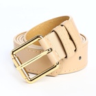 Ремень женский с винтом, 110×3 см, классическая пряжка металл, золотистая, бежевый - Фото 3