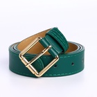 Ремень женский с винтом, 110×3 см, классическая пряжка металл, золотистая, зелёный - Фото 3