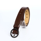 Ремень женский тонкий, 110×1.6 см, пряжка тёмный металл, круглая, коричневый - Фото 3