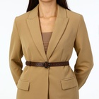 Ремень женский тонкий, 110×1.6 см, пряжка тёмный металл, круглая, коричневый - Фото 4