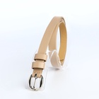 Ремень женский тонкий, 110×1.1 см, классическая пряжка металл, серебристая, бежевый - Фото 2
