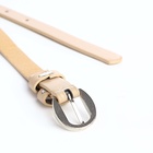 Ремень женский тонкий, 110×1.1 см, классическая пряжка металл, серебристая, бежевый - Фото 5