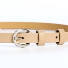 Ремень женский тонкий, 110×1.1 см, классическая пряжка металл, серебристая, бежевый - Фото 6