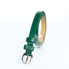 Ремень женский тонкий, 110×1.1 см, классическая пряжка металл, серебристая, зелёный - Фото 4