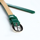 Ремень женский тонкий, 110×1.1 см, классическая пряжка металл, серебристая, зелёный - Фото 7
