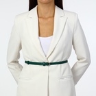 Ремень женский тонкий, 110×1.1 см, классическая пряжка металл, серебристая, зелёный - Фото 3