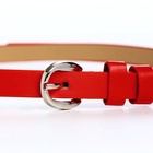 Ремень женский тонкий, 110×1.1 см, классическая пряжка металл, серебристая, красный - Фото 8