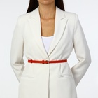 Ремень женский тонкий, 110×1.1 см, классическая пряжка металл, серебристая, красный - Фото 2