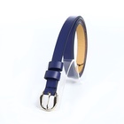 Ремень женский тонкий, 110×1.1 см, классическая пряжка металл, серебристая, синий - Фото 4