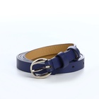 Ремень женский тонкий, 110×1.1 см, классическая пряжка металл, серебристая, синий - Фото 5