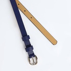 Ремень женский тонкий, 110×1.1 см, классическая пряжка металл, серебристая, синий - Фото 6