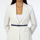 Ремень женский тонкий, 110×1.1 см, классическая пряжка металл, серебристая, синий - Фото 2