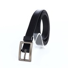 Ремень женский тонкий, 110×1.1 см, классическая пряжка металл, тёмно-серебристая, чёрный - Фото 2