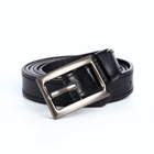 Ремень женский тонкий, 110×1.1 см, классическая пряжка металл, тёмно-серебристая, чёрный - Фото 3