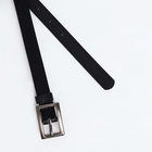 Ремень женский тонкий, 110×1.1 см, классическая пряжка металл, тёмно-серебристая, чёрный - Фото 4