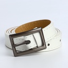 Ремень женский тонкий, 110×1.1 см, классическая пряжка металл, тёмно-серебристая, белый - Фото 4